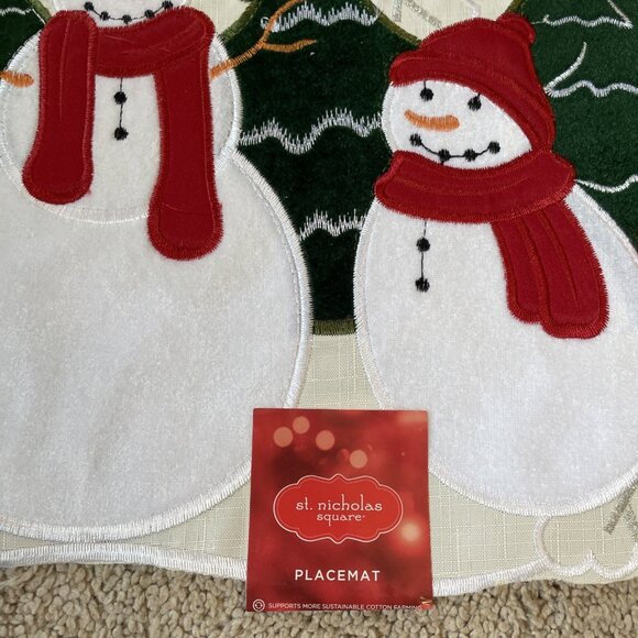 St. Nicholas Square Snowman Cutout Placemats Set of 6 Holiday Winter NWT - Picture 3 of 9